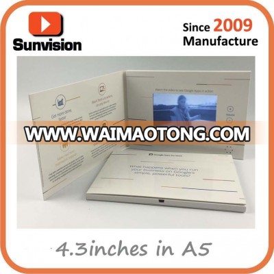 A5 Paper size landscape 5 inch video brochure with 128M memory to 8Gb memory