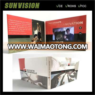 Factory Supply promotional A5 18 PT Paper Size Custom Max64GB 4.3 inch igital video brochure with HD lcd screen